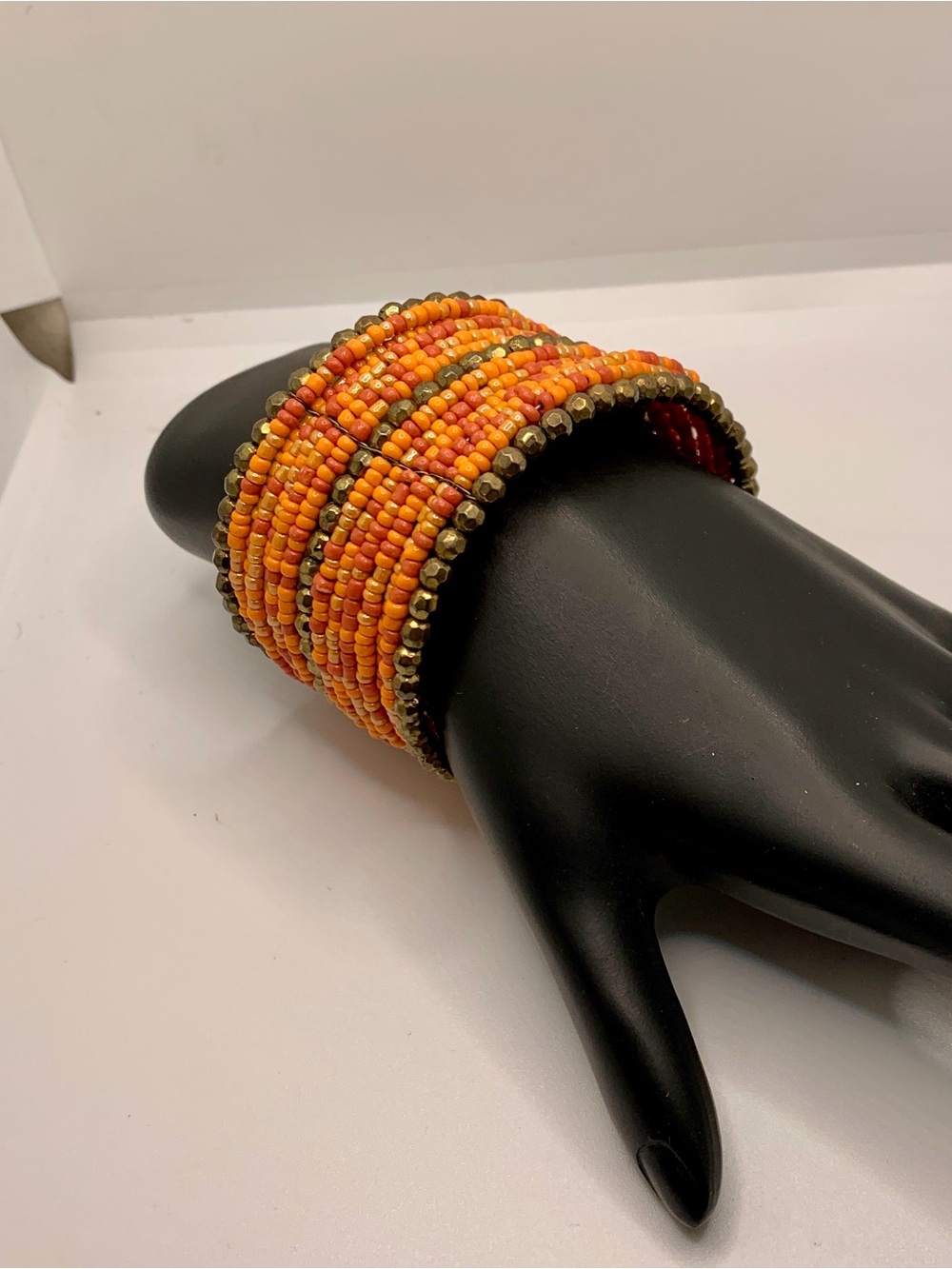 Orange Beaded Multi-Strand Bracelet - Handmade Style